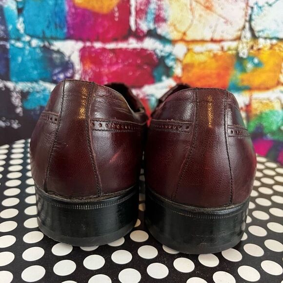 Florsheim Burgundy Leather Kiltie Tassel Wingtip Slip On Loafer Size 9 Medium - Picture 5 of 9